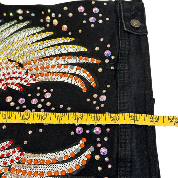 (H-224) Black Stretch Denim Jacket Size S - Picture 8 of 12